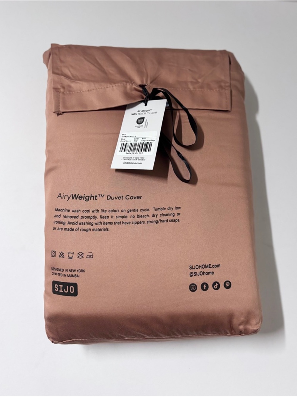 SIJO AiryWeight Cooling Eucalyptus TENCEL Lyocell Duvet Cover Cal King Clay NWT